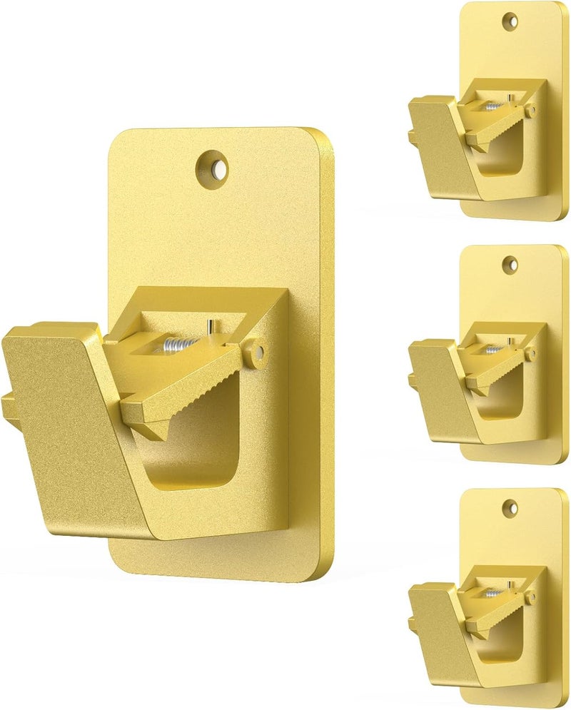 BMONATY Adhesive No Drill Curtain Rod Brackets - Heavy Duty 30LB Holders for Bathroom Bedroom Kitchen, Universal Damage-Free Window Rod Hooks with Nail-Free Installation (4PC Gold) - Image 1